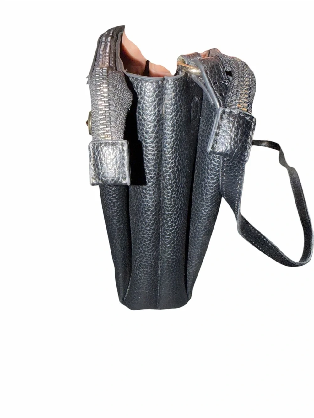 Nanette Laporte Arti Triple Section Black Pebbled Leather Crossbody Bag